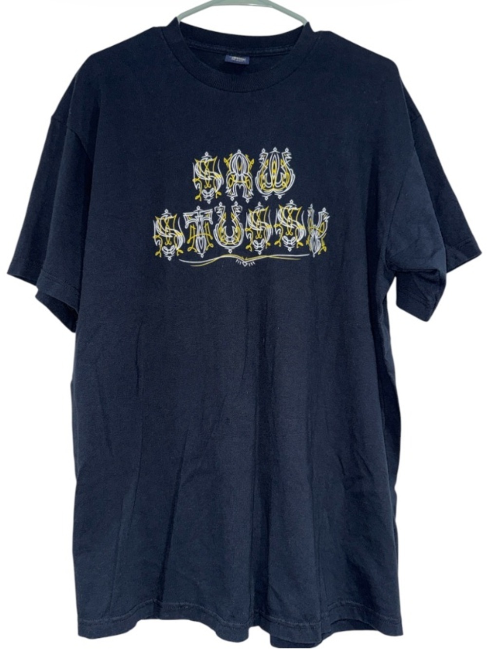Stussy Black shirt yellow white Graphic Short Sleeve Men’s tee Shirt xl